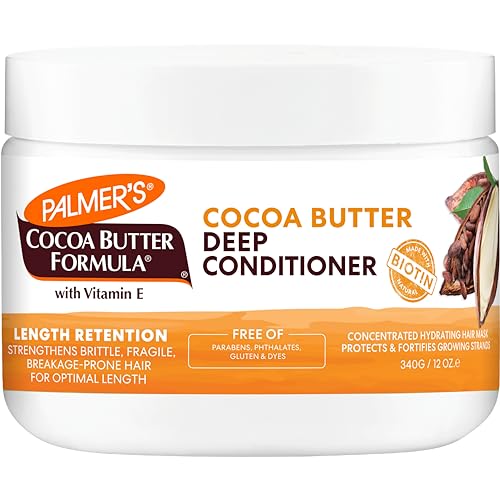 Palmer's Cocoa Butter & Biotin Length Retention Deep Conditioner, Strengthen, Nourish and Restore Elasticity and Shine, Suitable for All Curly Hair