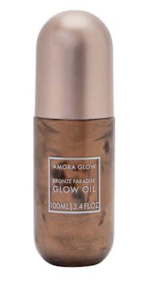 Amora Glow Bronze Paradise Glow Oil, Liquid Bronzer, Hydrating Face Bronzer, 3.4 Fl Oz