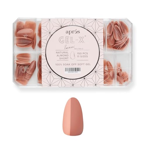 Apres Neutrals Gel-X Imani Box Of Nail Tips, 11 Sizes 00-9, Soft Gel Tip Box (150pcs) (Natural Almond Short, 150) Beauty & Personal Care APRÉS