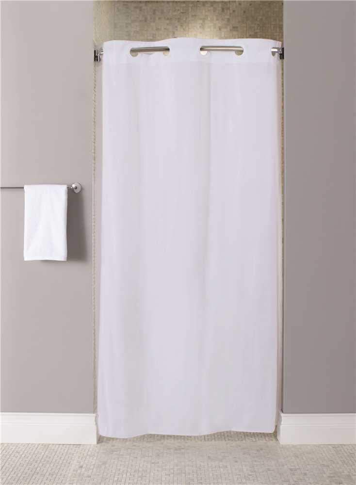 Hookless Shower Curtain, White, 74 In L, 42 In W