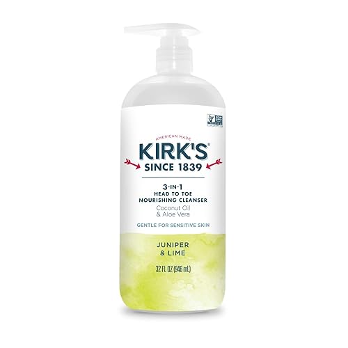Kirk's 3-in-1 Head to Toe Nourishing Liquid Cleanser- for Men, Women & Children - Premium Coconut Oil & Aloe Vera- Non GMO & Vegan -Juniper & Lime