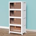 CTSNSLH 4 Tier Plastic Storage Bins and Boxes Organizer - Stackable with Lids for Bedroom, Living Room, Office - Foldable Containers