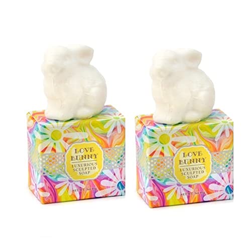 Greenwich Bay Trading Easter Gift Set- 2 Soap Bar Easter Bunny Set- Love Bunny White Decorative Soaps - Enriched with Shea Butter, Cocoa Butter, Sweet