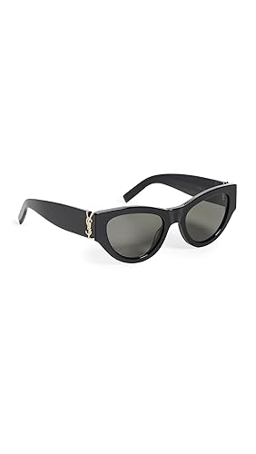 Saint Laurent Women's Monogram Cat Eye Sunglasses, Black/Black/Grey, 1 Count (Pack of 1)