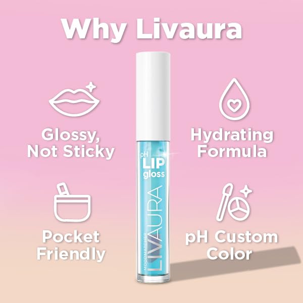 LIVAURA Tinted Lip Gloss for Women, pH Activated Hydrating, Moisturizing, Shiny Lipgloss, Non Sticky LipGloss, Glossy Lip Tint, Lip Shine, Smooth Lip