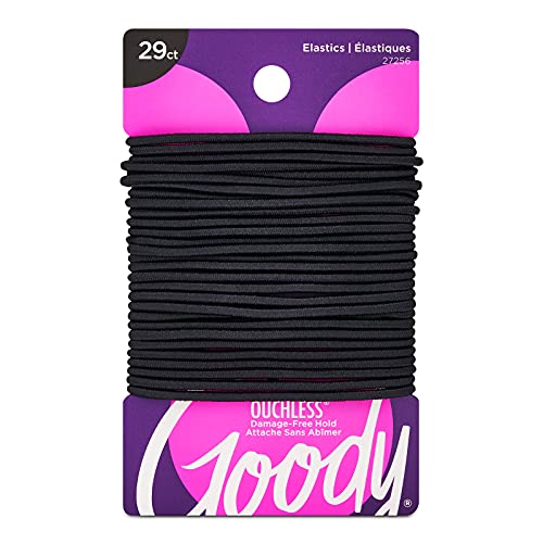 Goody Ouchless Womens Elastic Hair Tie - 29 Count, Black - 2MM for Fine to Medium Hair - Pain-Free Hair Accessories for Women Perfect for Long Lasting