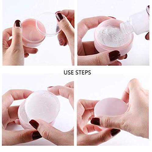 LASSUM 3 Pieces 5ml Plastic Empty Loose Powder Container Make-up Loose Powder Puff Box Case with Sifter and Lids (Random Color)