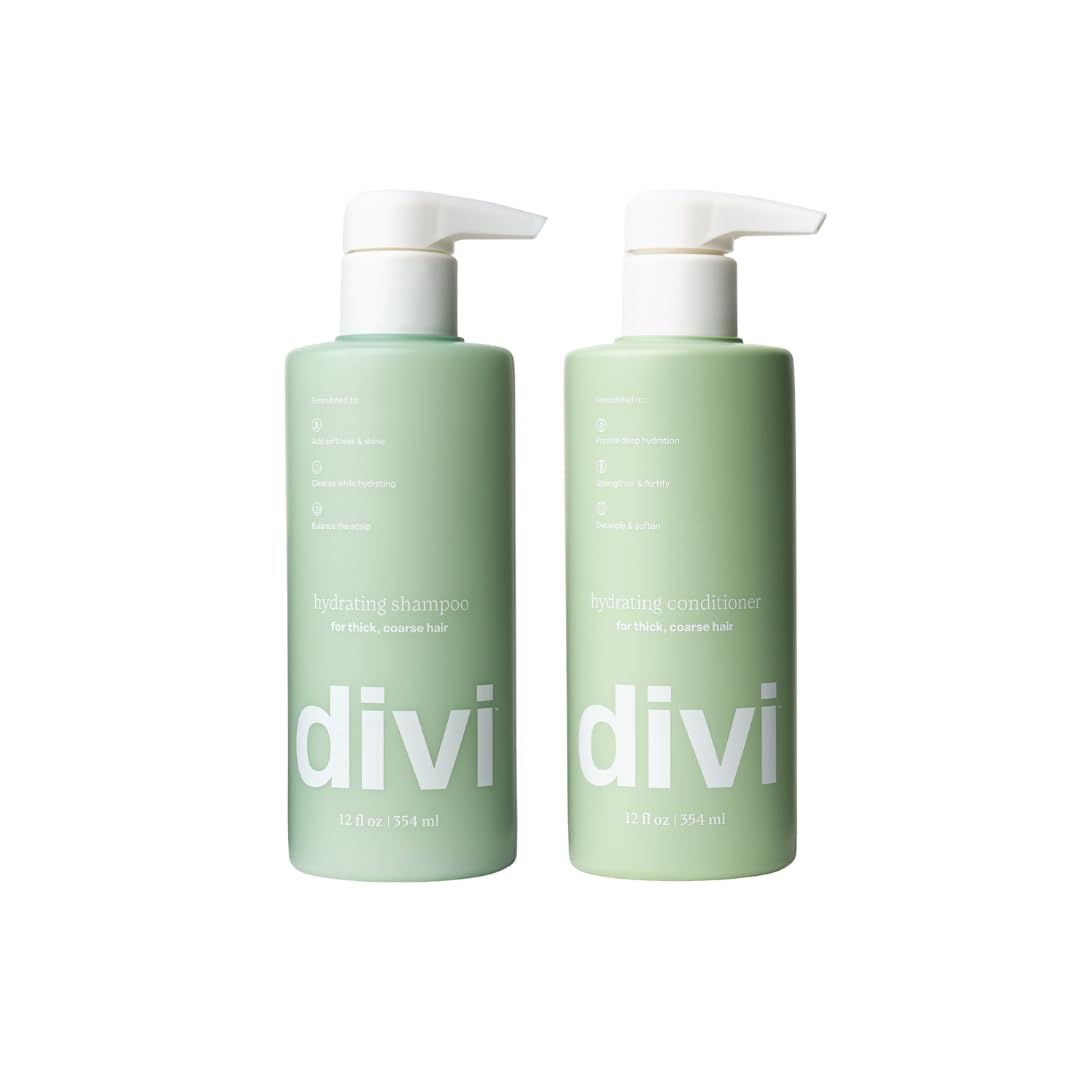 Divi Hydrating Shampoo and Conditioner Set for Women and Men - Gently Cleanses, Removes Scalp Buildup, Hydrates, and Nourishes Hair, Strengthens All