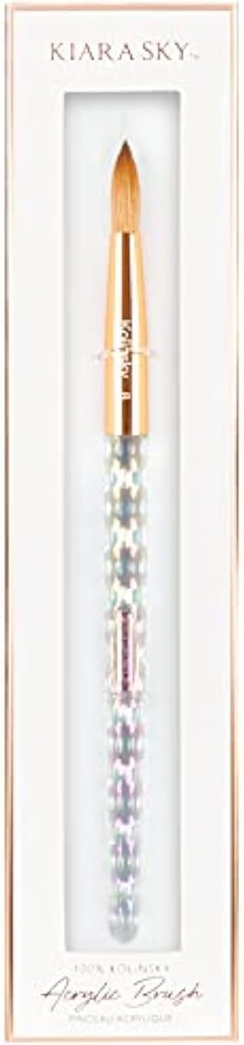 Kiara Sky Acrylic Brush #8 - Clear | 100% Pure Kolinsky | Crystal Cut Handle and Acetone Resistant