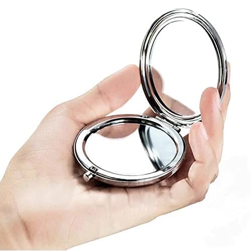 mpowtech Blue Magnifying Compact Mirror for Purse - 1x/2x Magnification Travel Makeup Mirror,Small Flower Pocket Mirrors,Handheld 2-Sided Portable