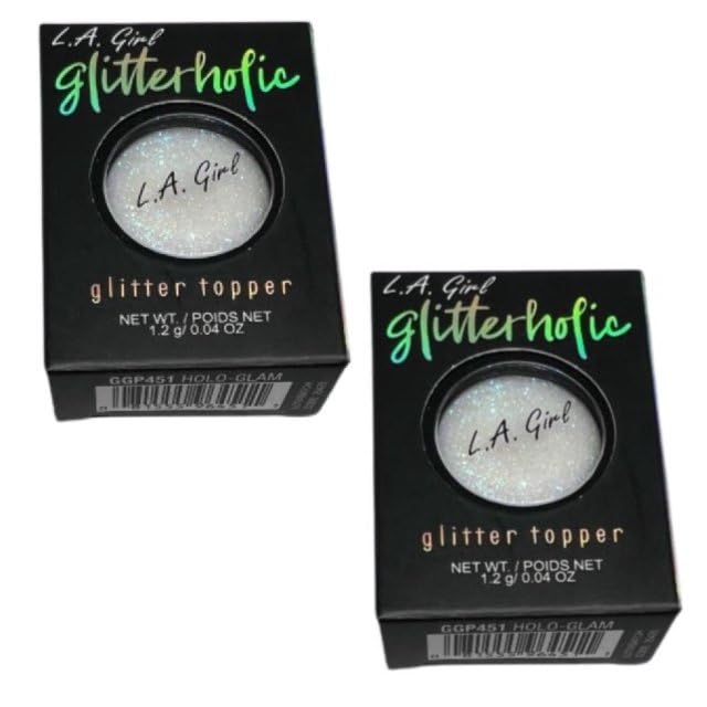 Pack of 2 L.A. Girl Glitterholic Glitter Topper, Holo-Glam GGP451