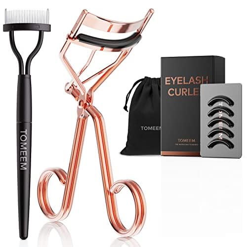 Eyelash Curler with Comb, Professional Volumizing Lash Lift Kit Lash Curler with Refill Pads for Home & Travel Uses, Rose Gold Beauty and Personal Care TOMEEM Default Title
