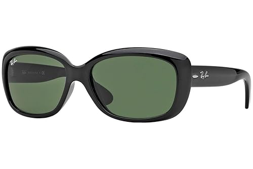 Ray-Ban Women's RB4101 Jackie Ohh Butterfly Sunglasses, Black/Dark Green, 58 mm