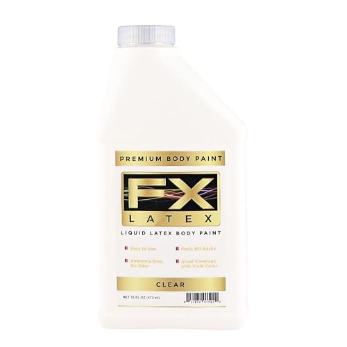Liquid Latex - Face and Body Paint, Ammonia Free, Easy On and Off, Cosplay Makeup, Create Professional Monster, Zombie Arts 16 Oz (Clear)