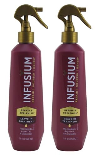 INFUSIUM LEAVE-IN TREATMENT Repair & Replenish, Nourish, Renew Spray with Niacinamide, Argan Oil, Ceramides, 11 FL OZ - 2 Pack