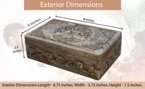 DharmaObjects Hand Carved Jewelry Trinket Keepsake Wooden Storage Box (Celtic Tree Of Life, Large)