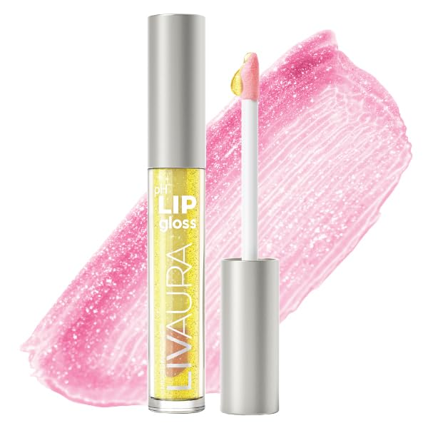 LIVAURA Shimmer Lip Gloss pH Activated, Glitter Lip Gloss for Women, Glossy, Shiny, Sparkly LipGloss, High-Shine Glittery Lipstick, Glimmer Sparkle