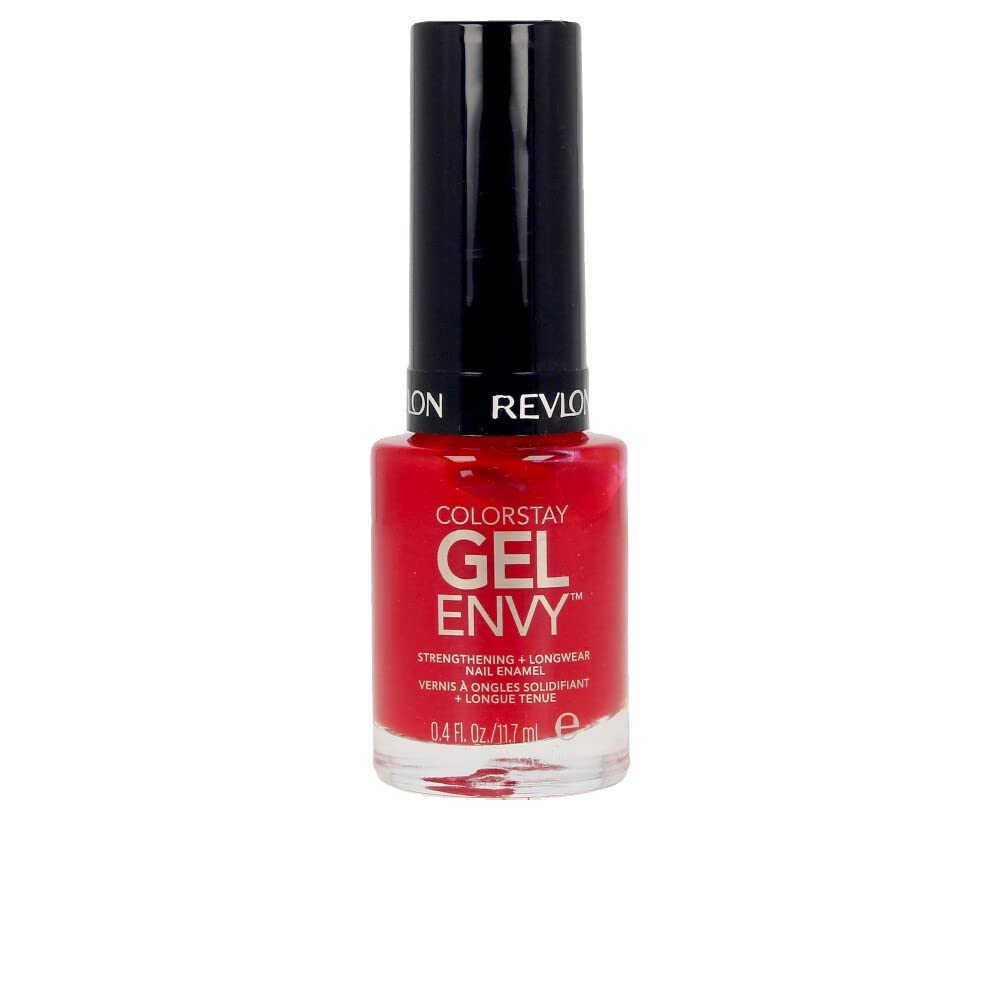 Revlon ColorStay Gel Envy Longwear Nail Polish, with Built-in Base Coat & Glossy Shine Finish, in Red/Coral, 550 All On Red, 0.4 oz