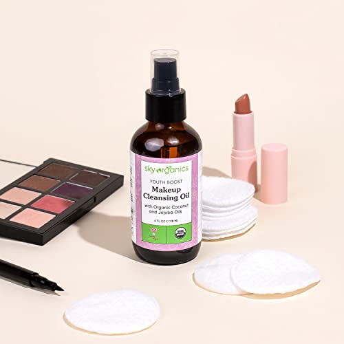 Sky Organics Youth Boost Makeup Cleansing Oil for Face USDA Certified Organic to Cleanse, Moisturize & Nourish, 4 fl. Oz
