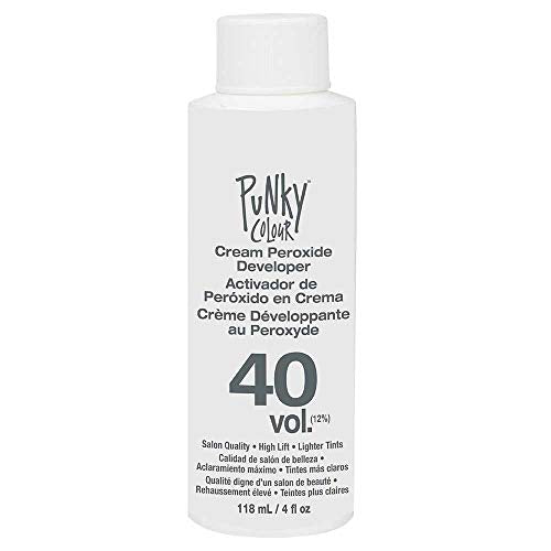 Punky Cream Peroxide Hair Dye Developer 40 Volume - Hair Bleach Developer for Medium to High Lift, 118ml