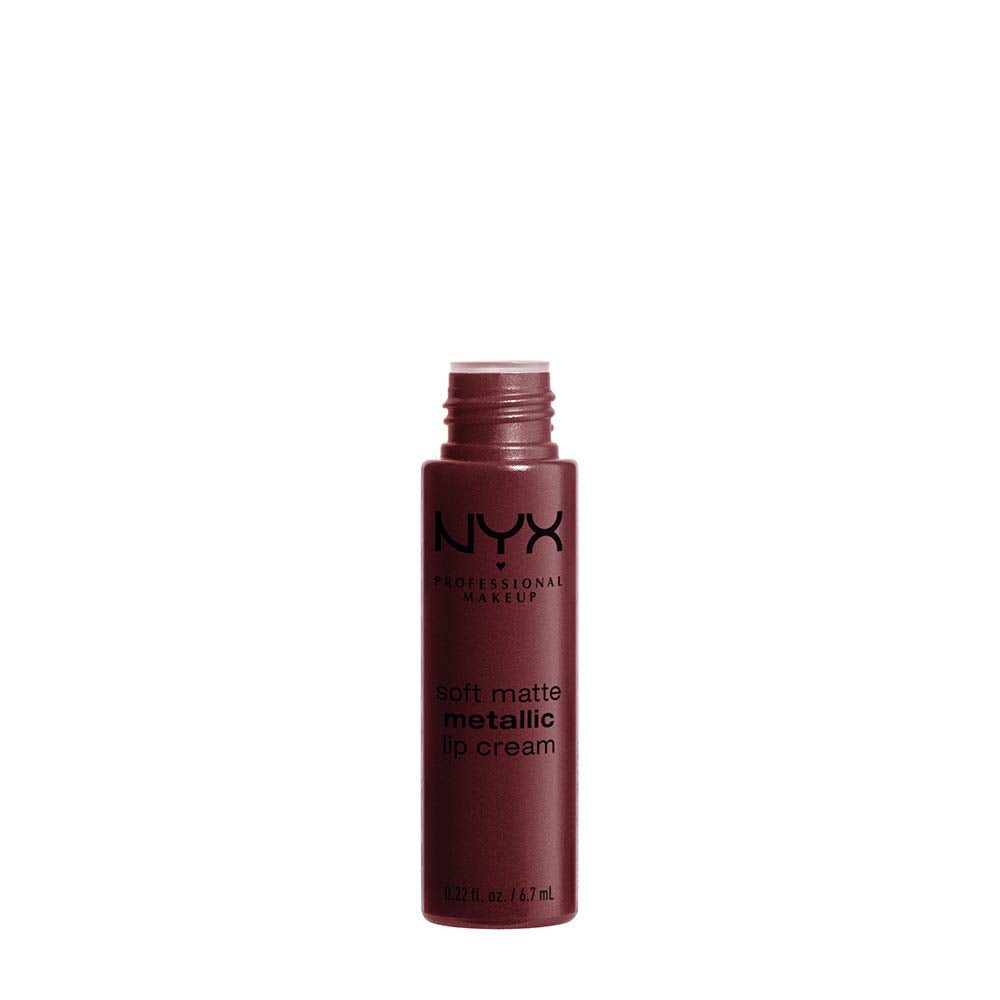 NYX PROFESSIONAL MAKEUP Soft Matte Metallic Lip Cream, Liquid Lipstick - Budapest (Deep Mauve With Red Undertone)