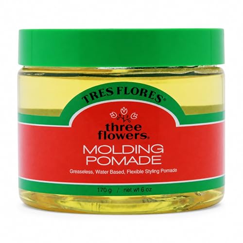 Three Flowers Molding Mens Pomade - Water-Based, Non-Greasy Hair Pomade for Men, Classic Hair Styling for Shape & Mold, 6 oz
