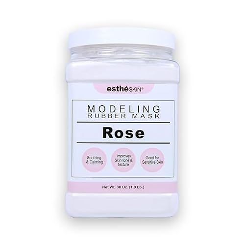 estheSKIN Peel Off Type Modeling Rubber Mask Powder Jar for Facial Skin Care Treatment (30oz) 850g, Measuring Spoon Included (30oz, 106.Rose)