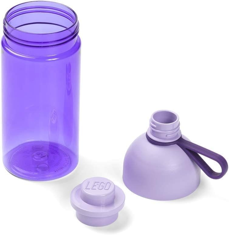 LEGO Hydration Water Bottle, 500ml Transparent Lavender, Drinking Bottle for Toddlers, Dishwasher Safe, Reusable Sports Can