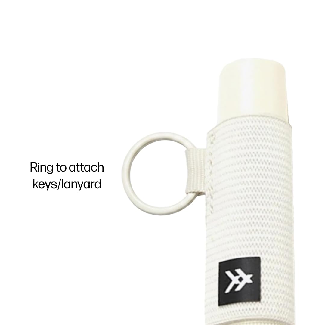 Thread Wallets Elastic Chapstick and Lip Gloss Holder Keychain (Off-white)