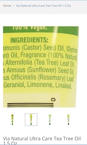 Via Natural 100% Natural Tea Tree Oil 1.5 Fl Oz (Pack of 1)