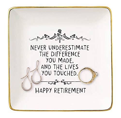 Retirement Gifts for Women-Jewelry Holder Ring Dish Trinket Tray-Retirement Appreciation Gift for Mom Boss…