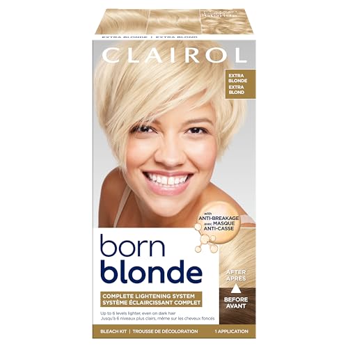 Clairol Born Blonde Extra Blonde Bleach Kit, Complete Lightening System, Up to 6 Levels Lighter Hair Color, Pack of 1 - Packaging May Vary