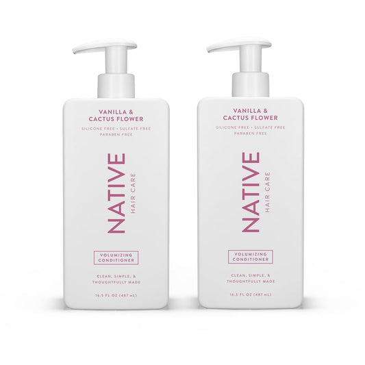 Native Vanilla & Cactus Flower Volumizing Conditioner contains Naturally Derived Ingredients| All Hair Types - Color & Treated, Fine to Dry Damaged