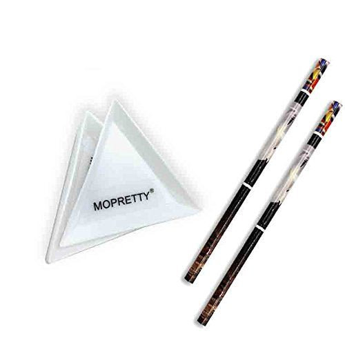 Crystal Pick up Tool Rhinestones Picker Pencil Nail Art Gem Wax Pen Yellow 2pcs + 3 Triangular plates