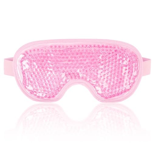 NEWGO Cooling Gel Cold Eye Mask for Puffy Eyes, Reusable Ice Pack with Soft Plush Backing for Dark Circles, Migraine, Stress Relief - Pink Beauty and Personal Care NEWGO