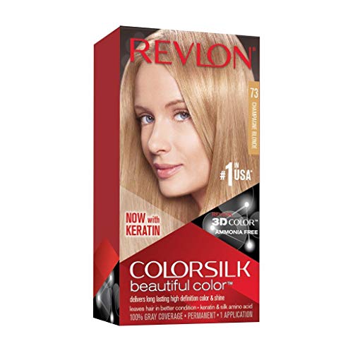 REVLON Colorsilk Beautiful Color Permanent Hair Color with 3D Gel Technology & Keratin, 100% Gray Coverage Hair Dye, 73 Champagne Blonde Beauty & Personal Care REVLON