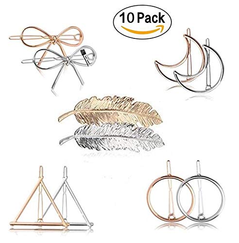 Drayas Minimalism Style Hair Clip for Women?Metal Hair Clips Geometric Patterns Hair Barrettes, Leaf Bowknot Hollow Round Triangle Moon hollow Hair