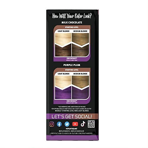 SPLAT MELTS COMPLETE KIT WITH BLEACH AND 2 SEMI-PERMANENT HAIR COLORS (Purple Plum & Milk Chocolate)
