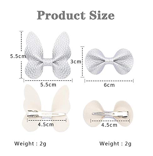 Liasun 12Pcs/set Butterfly Bowknot Hair Clips Soft Wave Grain PU Hair Bows Clips with Alligator Clips Barrettes Hair Accessories for Baby Girls Kids
