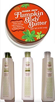 Trader Joe's Pumpkin Body Butter with Tea Tree Tingle Cruelty Free Bundle Gift Set- Shampoo, Conditioner, Body Wash