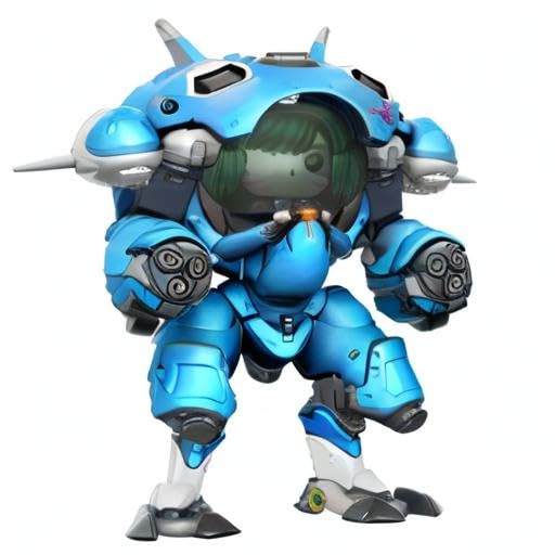 Funko - Overwatch-D.Va & Mech Exclusive (Blueberry) Figurine, Multicoloured, 29161