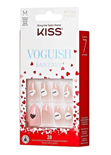 KISS Salon Acrylic French Color, "Red Roses", Pink/White, Medium Size, Almond Shape, Includes 28 Nails, 2G Glue, 1 Manicure Stick, 1 Mini File Beauty & Personal Care KISS