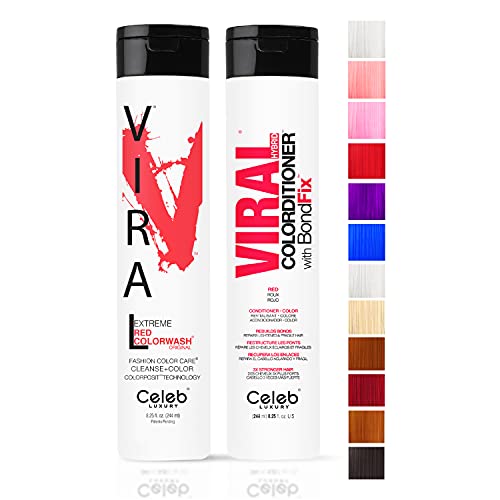 Celeb Luxury Viral Duo Color Depositing Colorwash Shampoo & Conditioner Set + Bondfix Bond Rebuilder, Semi Permanent Hair Color, Vegan Hair Dye
