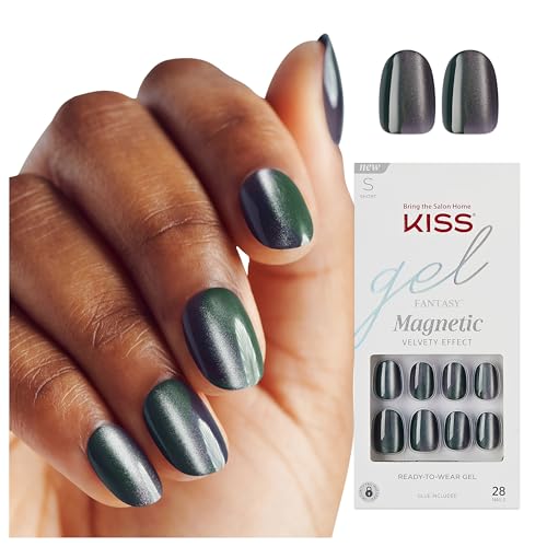 KISS Gel Fantasy, Press On Nails, Nail glue included, 'Dial Me', Gray, Short Size, Oval Shape, Includes 28 Nails, 2g glue, 1 Manicure Stick, 1 Mini Beauty & Personal Care KISS