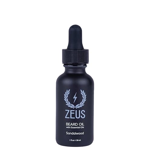 ZEUS Natural Beard Oil for Men, Premium Grooming Oil to Soften, Hydrate, Condition & Control Frizz in Beard and Mustache (Made in USA) Sandalwood