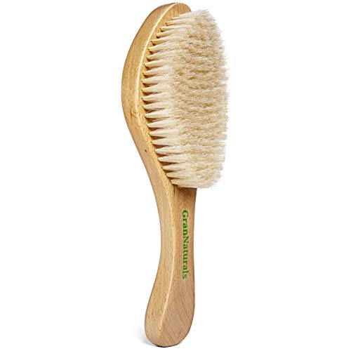 GranNaturals Soft Bristle Hair Brush - Curved Boar Bristle Vintage Style Hairbrush for 360 Waves, Sleek Slick Back Ponytail & Bun, Smoothing, Fades