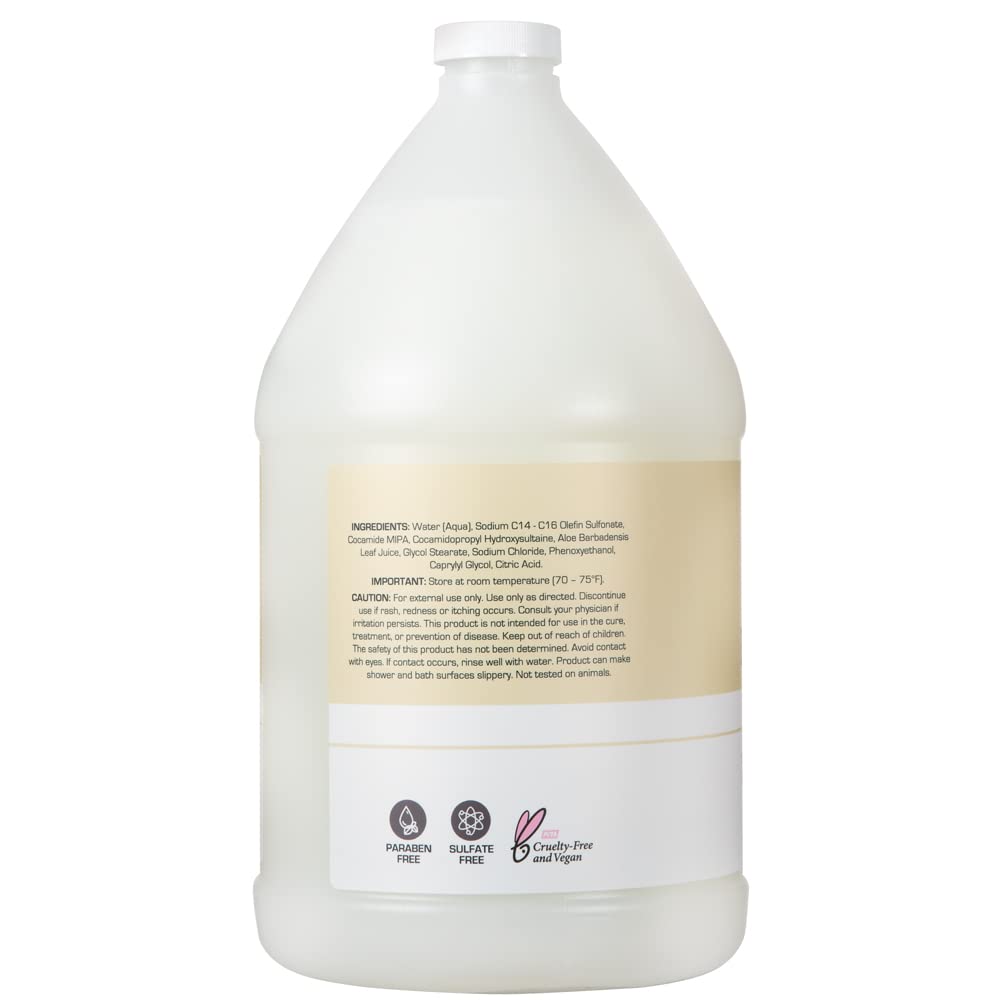 Ginger Lily Farms Club & Fitness Nourishing Body Wash, 100% Vegan & Cruelty-Free, Bath & Shower Gel for Men and Women, Fragrance Free, 1 Gallon (128