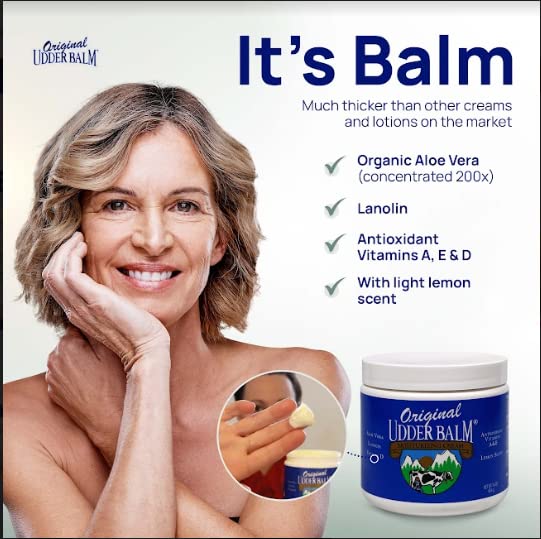 Original Udder Balm Jar - Made in USA - Extra Thick Udder Cream & Hand Balm for Dry Skin, Cracked Heels, Rough Hands - Deep Moisture Heel Cream & Foot
