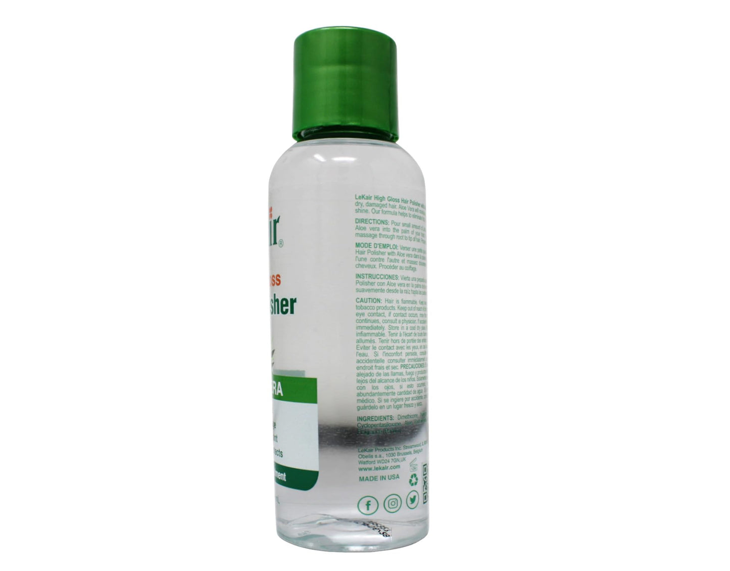 LeKair High Gloss Hair Polisher with Aloe Vera, Anti Frizz, Anti Breakage, Heat Protectant, Smooths & Protects Daily Hair Treatment 4 fl. Oz - 6 Pack