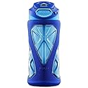 ZULU Torque 16oz Plastic Kids Water Bottle with Silicone Sleeve and Leak-Proof Locking Flip Lid, Soft Touch Carry Loop for School Backpack, Lunchbox